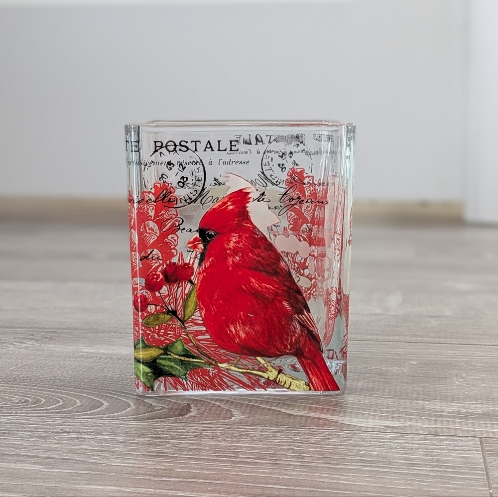 Teleflora Cardinal Glass Vase | Christmas Bird Holiday Decor